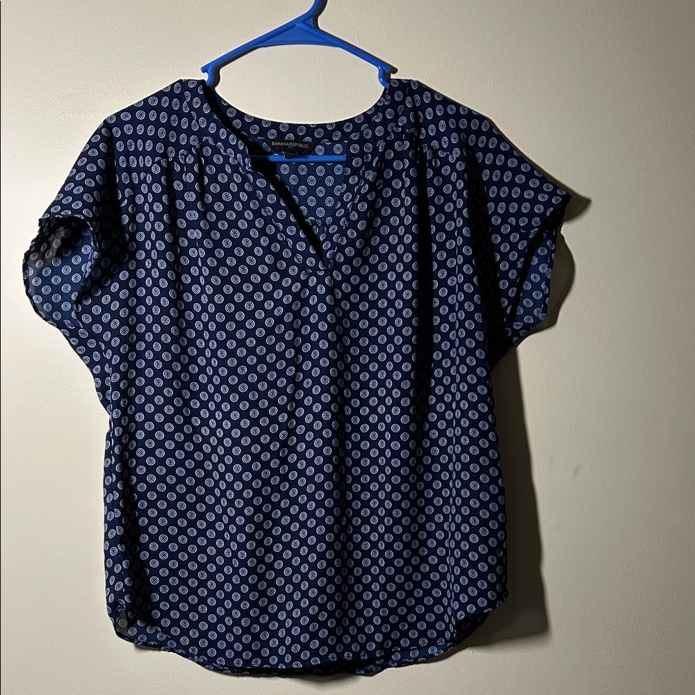 Banana Republic Navy Blue Patterned Women's Top